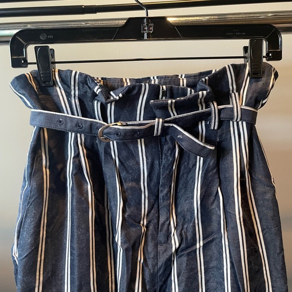Blue and white paper bag pants. Worn once. - Picture 1 of 4